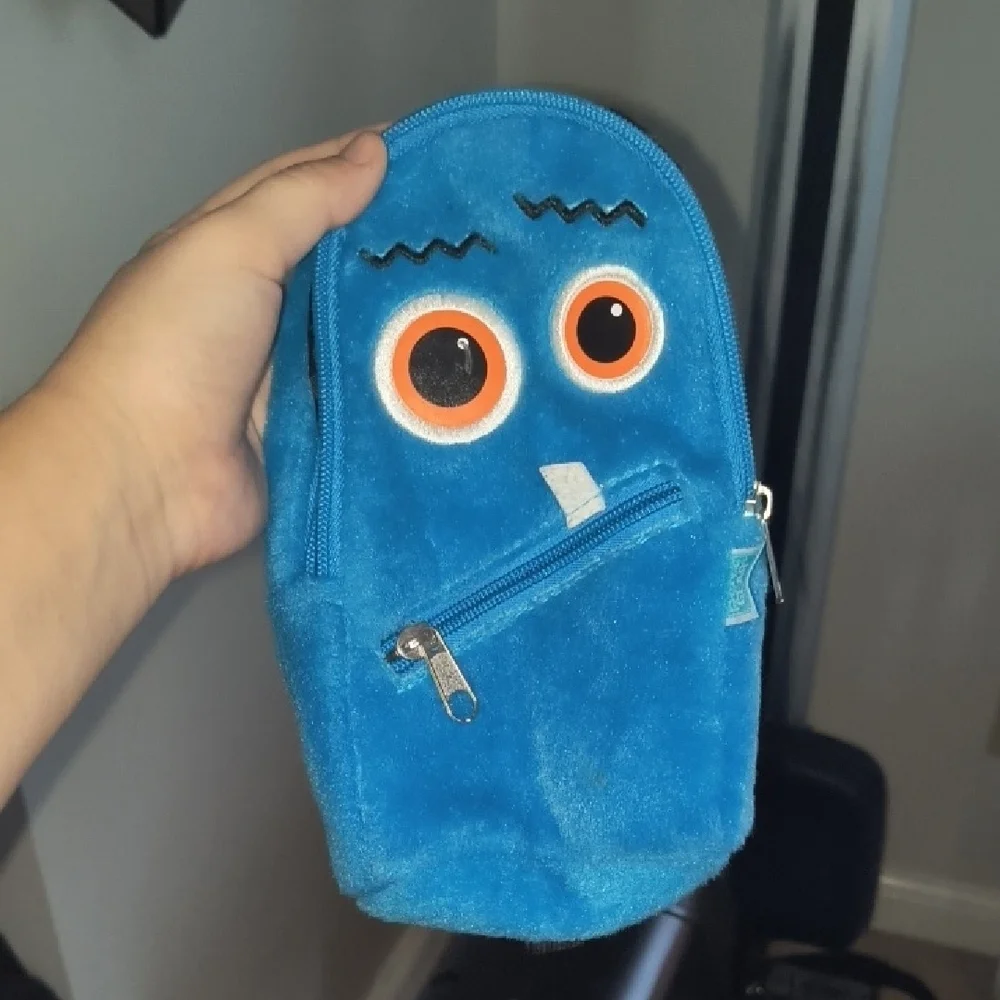 Blue Plush Kids Backpack Pencil Bag Zipper Case